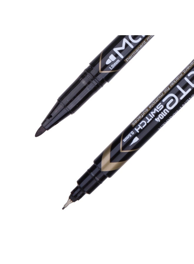 Deli 12-Piece Dual Tip Permanent Marker Black Ink - Image 2